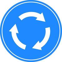 Rounded traffic signal in blue and white, isolated on white background. Compulsory rotary direction intersection vector