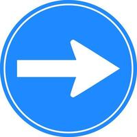 Rounded traffic signal in blue and white, isolated on white background. Compulsory turn right vector