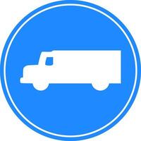 Rounded traffic signal in blue and white, isolated on white background. Compulsory road for trucks vector