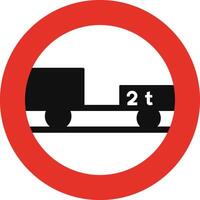Rounded traffic signal in white and red, isolated on white background. Entry prohibited for motor vehicles with trailer vector