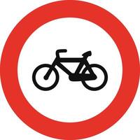 Rounded traffic signal in white and red, isolated on white background. Entry prohibited for cycles vector