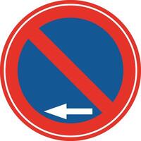 Rounded traffic signal in blue and red, isolated on white background. Parking prohibited to the left vector