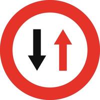 Rounded traffic signal in white and red, isolated on white background. Priority in the opposite direction vector