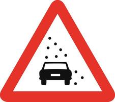 Triangular traffic signal in white and red, isolated on white background. Warning of reduced visibility vector