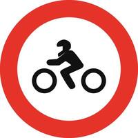 Rounded traffic signal in white and red, isolated on white background. Entry prohibited for motorcycles vector