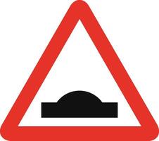 Triangular traffic signal in white and red, isolated on white background. Warning of road hump vector