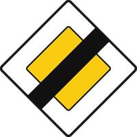 Rhomboid traffic signal in white and yellow, isolated on white background. End of priority road vector