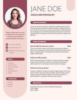 Calm Theme Resume for Child Service template