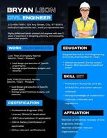 Civil Engineer CV Dark Blue Modern Template