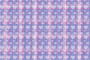 Illustration, Abstract pattern of sweater weaving style of soft blue and pink color tone with soft white heart background. vector