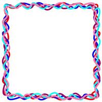 Quadrangular frame in the form of multi-colored wavy lines vector
