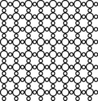 Seamless texture in the form of a black geometric pattern of large and small rings on a white background vector