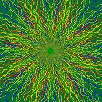 Abstract multi-colored background in the form of a round pattern of colored wavy lines arranged in a circle vector