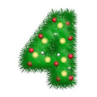 Christmas Wreath Fir Numbers 4 vector