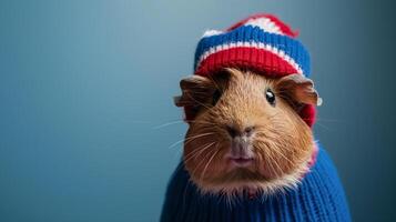 Independence day in USA, hamster with flag 4th July photo