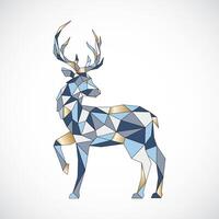 image of Geometric Deer in full growth with raised front hoof. vector