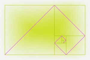 Golden ratio. Acid and aura effect background. Fibonacci number, section, divine proportion, spiral. Modern Y2K illustration. vector