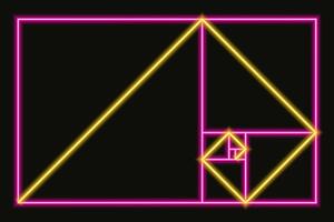 Golden ratio. Neon sign. Fibonacci number, section, divine proportion, spiral. Modern illustration. vector