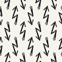 Bold hand-drawn black arrows. Sketch with grunge texture. Scribble seamless pattern. vector