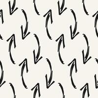 Bold geometric seamless pattern with hand drawn black arrows. Sketch with grunge texture. Scribble style. vector