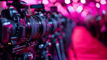Photographers pit at a red carpet event, cameras ready to capture the glamour photo