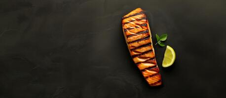 Grilled salmon fillets garnished with fresh herbs, embodying healthy eating and gourmet cuisine, perfect for celebrations like Easter or Thanksgiving photo