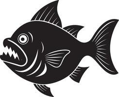 illustration of a piranha fish black and white vector