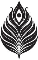 minimalistic black and white peacock feather vector