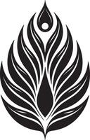 minimalistic black and white peacock feather vector