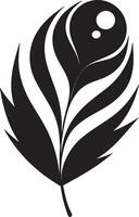 minimalistic black and white peacock feather vector