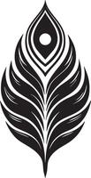 minimalistic black and white peacock feather vector