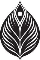 minimalistic black and white peacock feather vector