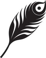 minimalistic black and white peacock feather vector