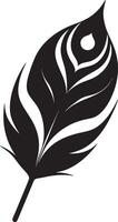 minimalistic black and white peacock feather vector