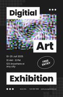 black digital art exhibition poster template
