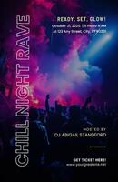 Black White Modern Simple Rave Party Poster template