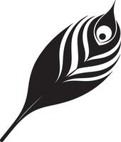minimalistic black and white peacock feather vector