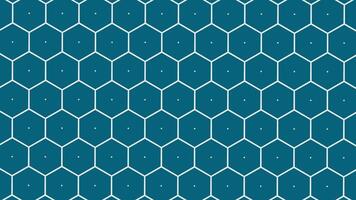 Seamless loop animation of blue background with white hexagonal grid pattern. This clean, modern design is ideal for technology, science, or abstract background video