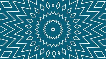 Seamless loop animation of blue background with white geometric star pattern. This intricate design is ideal for cultural, spiritual, or decorative background video