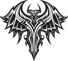 wings tattoo illustration black and white vector