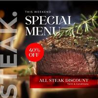Minimalist Weekend Special Menu Steak Instagram Post template