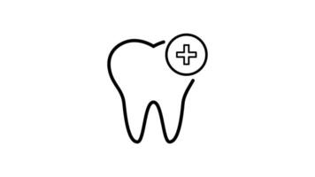 Tooth outline icon animation. transparent background video