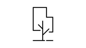 Tree outline icon animation. transparent background video
