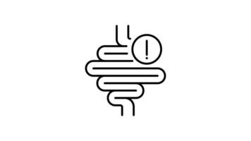 Intestines outline icon animation. transparent background video