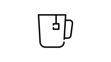 Cup outline icon animation. transparent background video