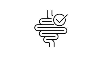 Intestines outline icon animation. transparent background video