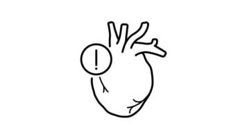 Human Heart outline icon animation. transparent background video