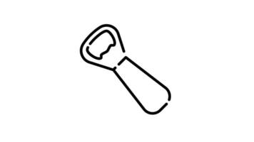 Bottle opene outline icon animation. transparent background video
