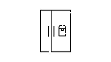Fridge outline icon animation. transparent background video