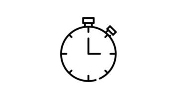 Time and clock outline icon animation. transparent background. video